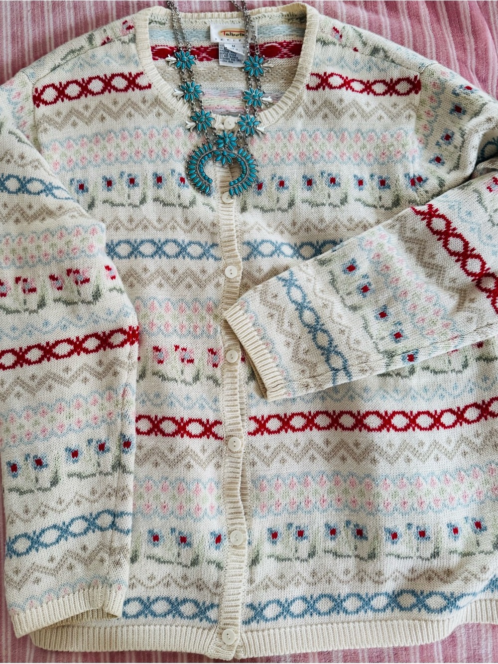 Talbots 💯 cottonButton-Front Women's petite Sweater Cardigan - Picture 2 of 8